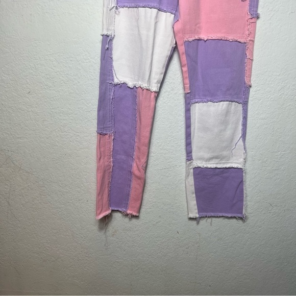 PAODIKUAI Women Patchwork Jeans Raw Hem Denim Pants Slim Bootcut Jean - Picture 3 of 11